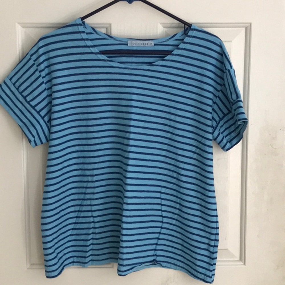 Cut Loose Striped T Shirt size Small cotton-linen blend